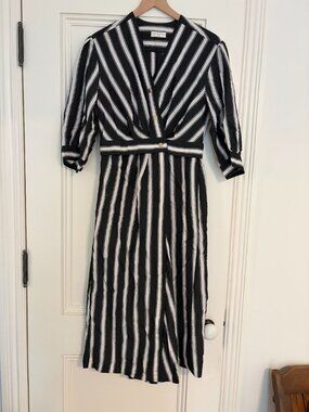 Sandro Paris Striped Wrap Midi Dress